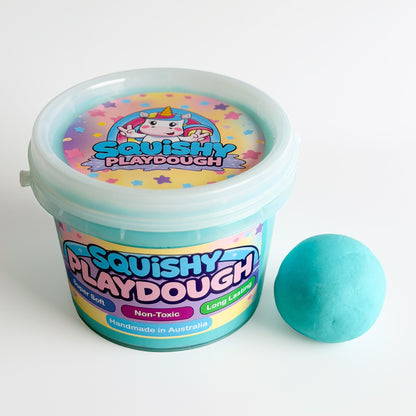 Blue Playdough Tub 1kg. Handmade by Squishy Play. Super soft, non-toxic and long lasting. Perfect for sensory play, fine motor skill development and creative play.
