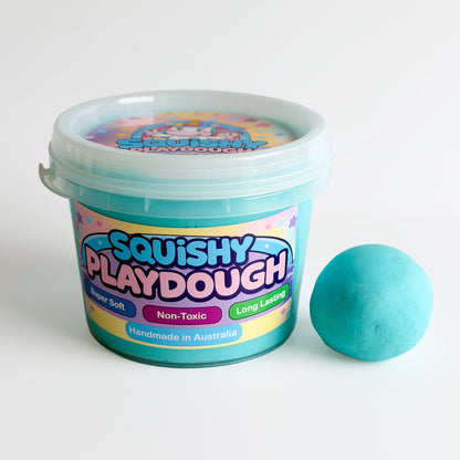 Blue Playdough Tub 1kg. Handmade by Squishy Play. Super soft, non-toxic and long lasting. Perfect for sensory play, fine motor skill development and creative play.
