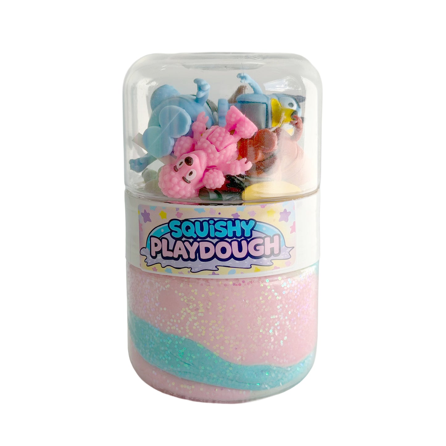 Bluey playdough jar with bluey figurines
