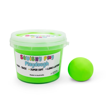 Neon green super soft, long lasting playdough. Perfect for classroom, childcare and preschool. Handmade in Australia. 