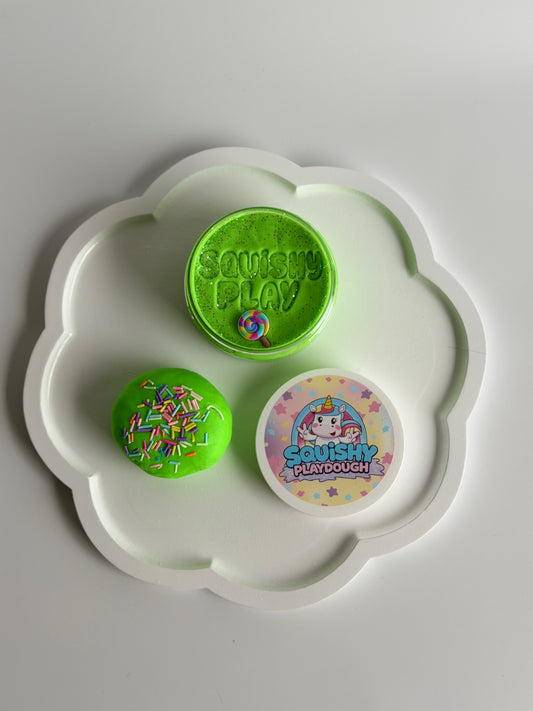Squishy Play - Green Playdough Tub 250g. Super soft, non toxic, long lasting. Handmade in Australia