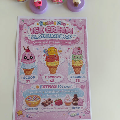 Ice Cream Playdough Shop. Create your own ice cream shop at home with this deluxe playdough kit. Perfect for sensory play.