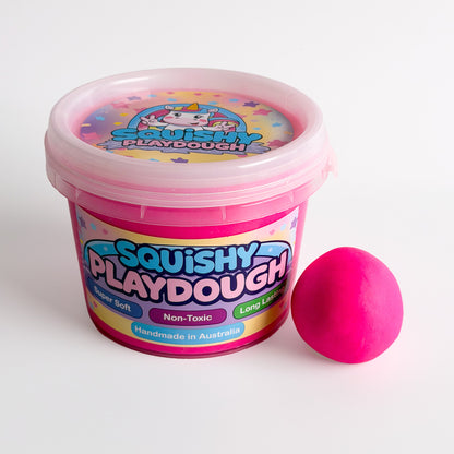 Pink Playdough Tub 1kg. Handmade by Squishy Play. Super soft, non-toxic and long lasting. Perfect for sensory play, fine motor skill development and creative play.