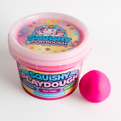 Pink Playdough Tub 1kg. Handmade by Squishy Play. Super soft, non-toxic and long lasting. Perfect for sensory play, fine motor skill development and creative play.
