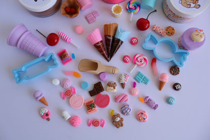 Ice cream and candy themed playdough kit. Handmade in Australia. Non-toxic, long lasting and super soft playdough. 