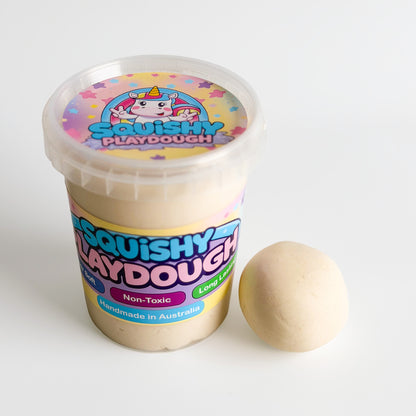 White Playdough Tub 550g. Handmade by Squishy Play. Super soft, non-toxic and long lasting. Perfect for sensory play, fine motor skill development and creative play.